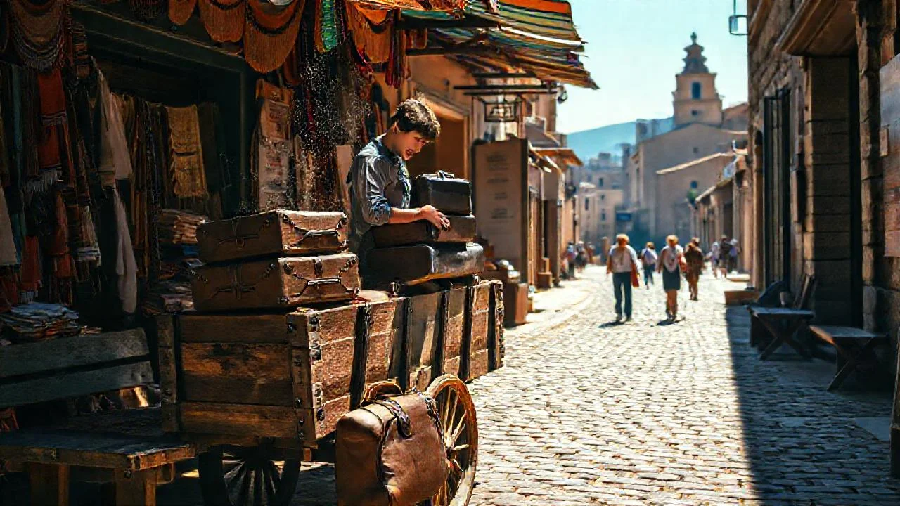 Mercado vibrante, viaje evocador y cálido