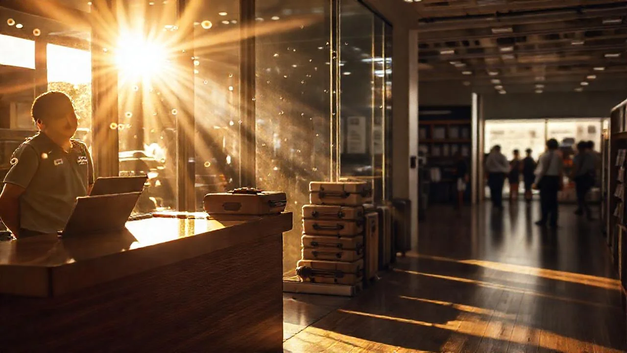 Luz cálida ilumina tienda organizada