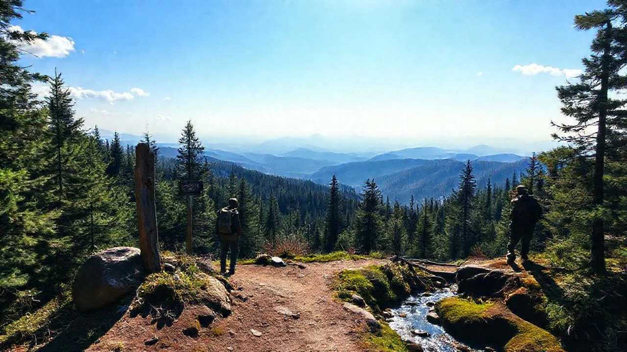 Montaña solitaria, sendero y quietud