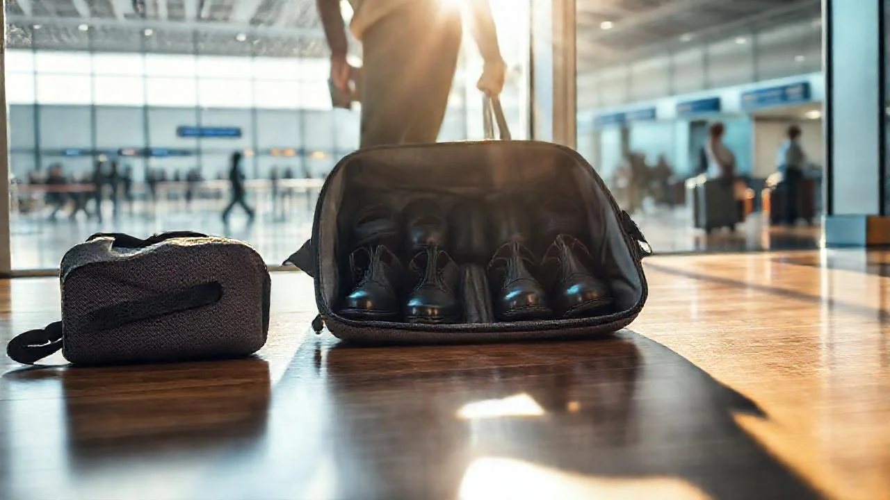 Viaje y espera en aeropuerto brillante