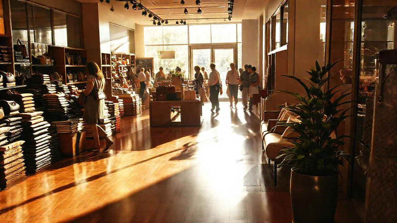 Luz cálida ilumina un ambiente comercial