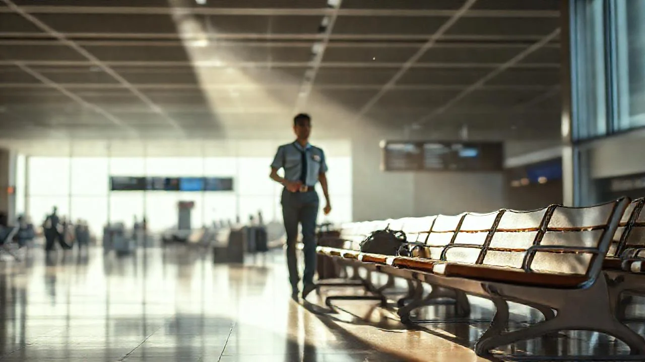 Luz natural ilumina un aeropuerto tranquilo