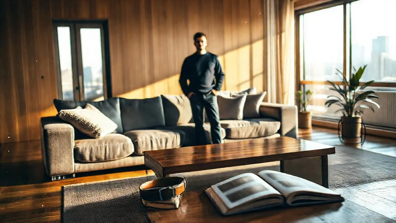Un salón moderno se ilumina suavemente