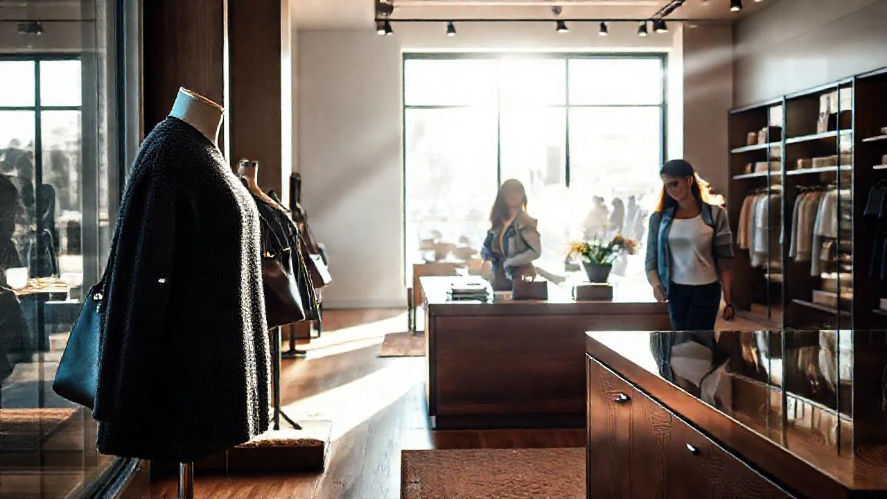 Luz suave ilumina una tienda minimalista