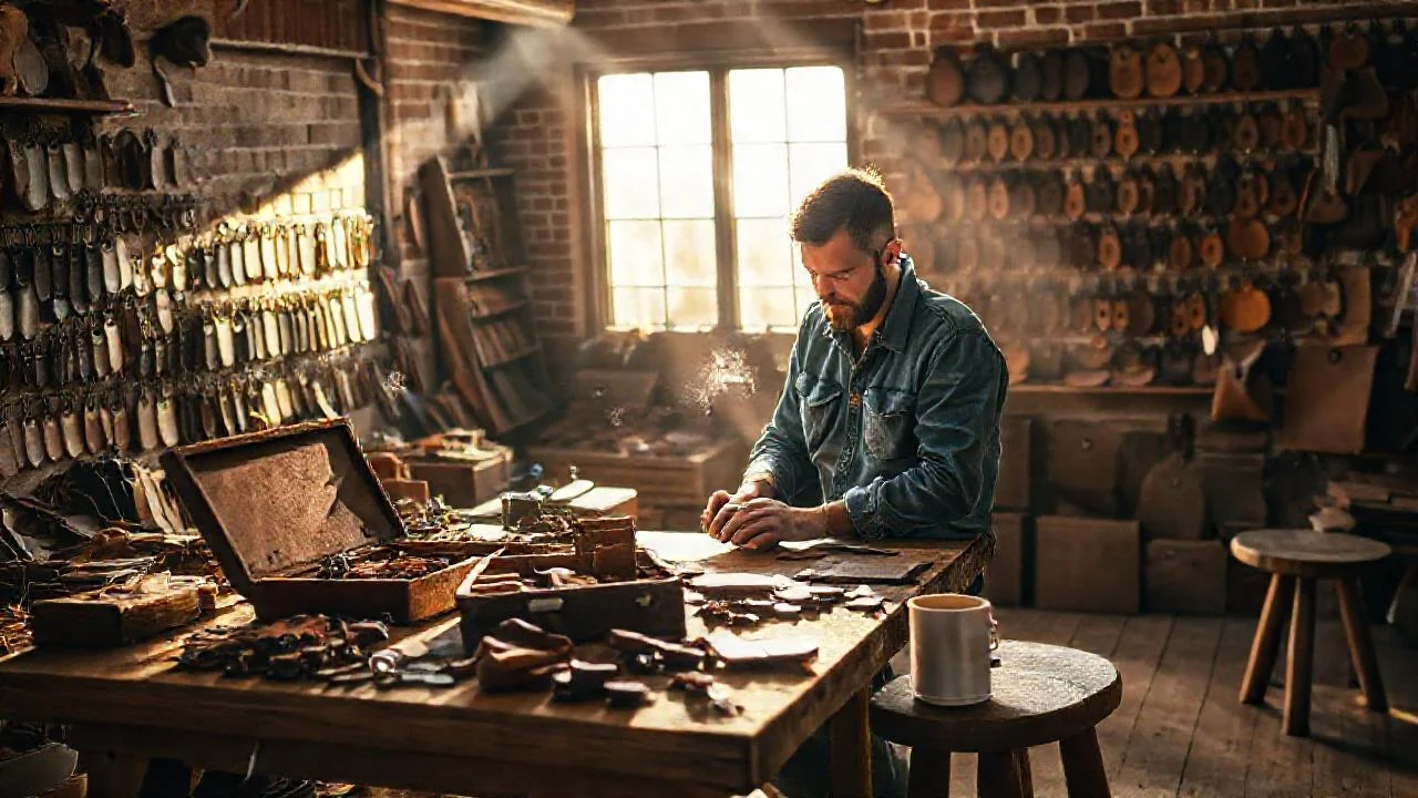 Un artesano trabaja en su taller
