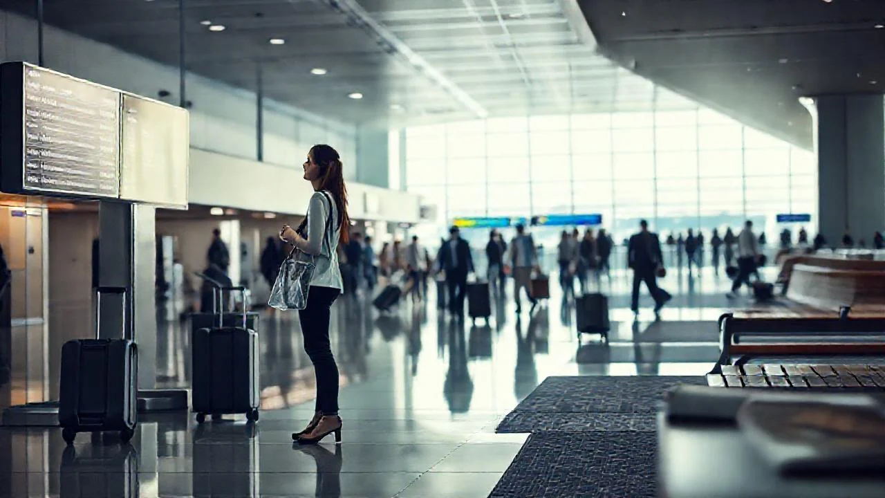 Aeropuerto bullicioso y lleno de movimiento