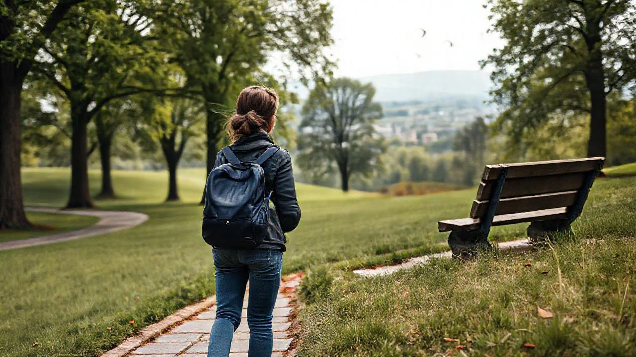 Tranquila naturaleza, mujer y silencio
