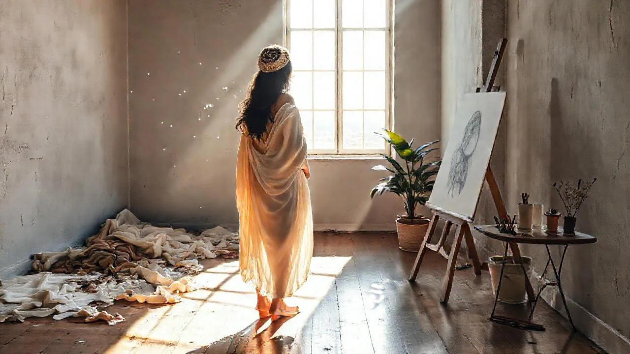 Artista contempla la luz y la creación