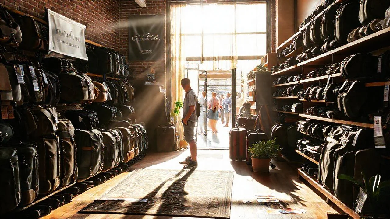 Tienda de viajes con luz natural