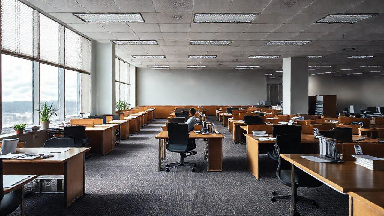 Oficina moderna, trabajo concentrado y tranquilo