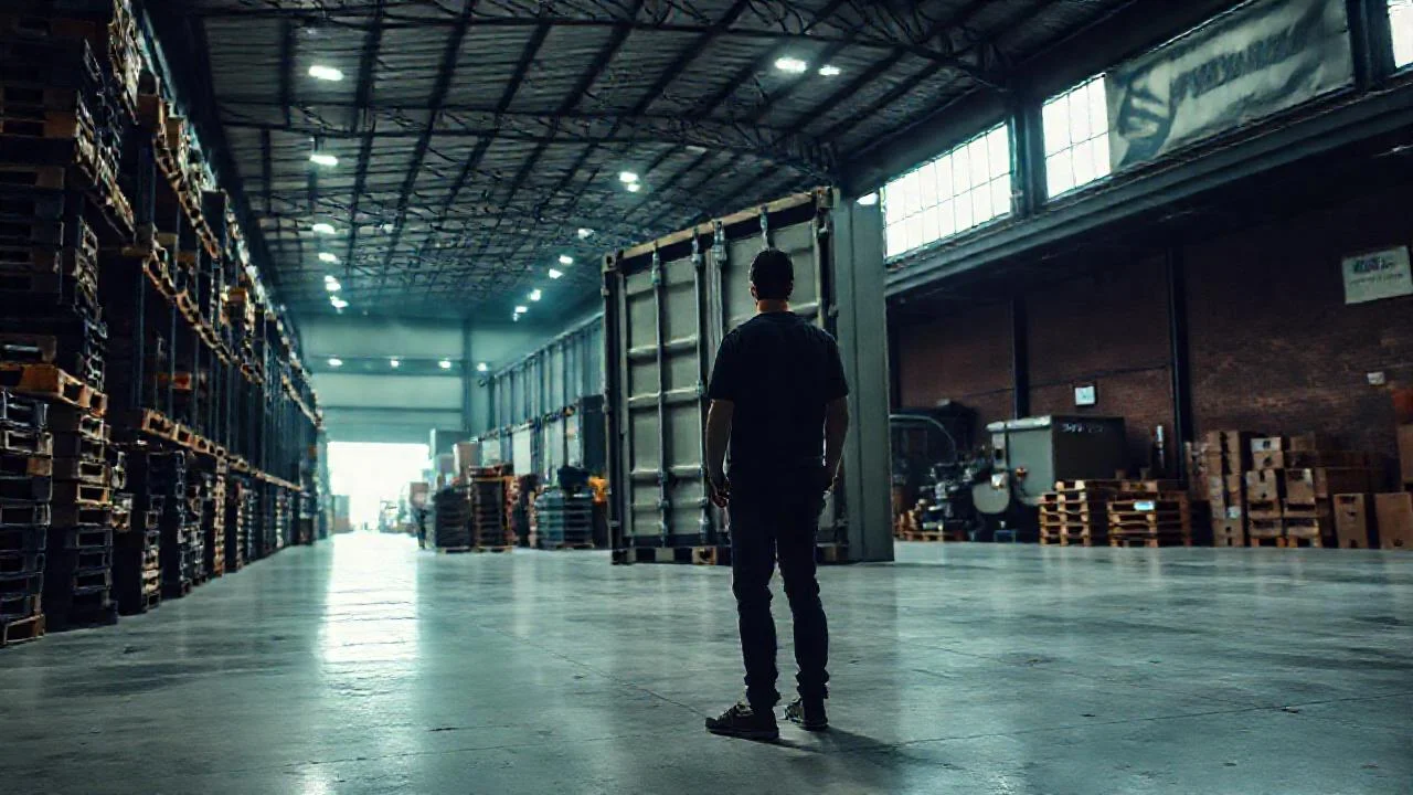 Almacén industrial, silencioso y vasto