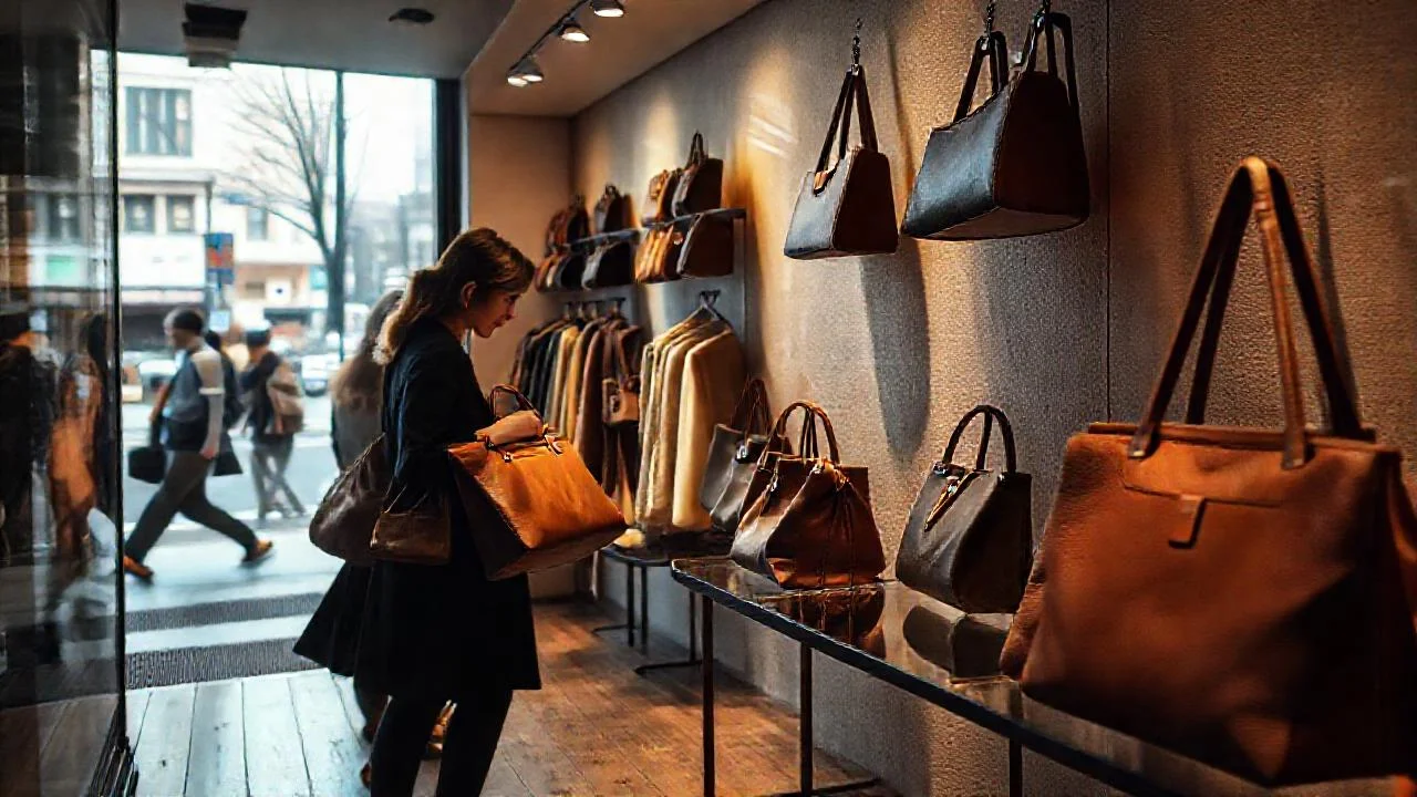 Tienda discreta con bolsos detallados