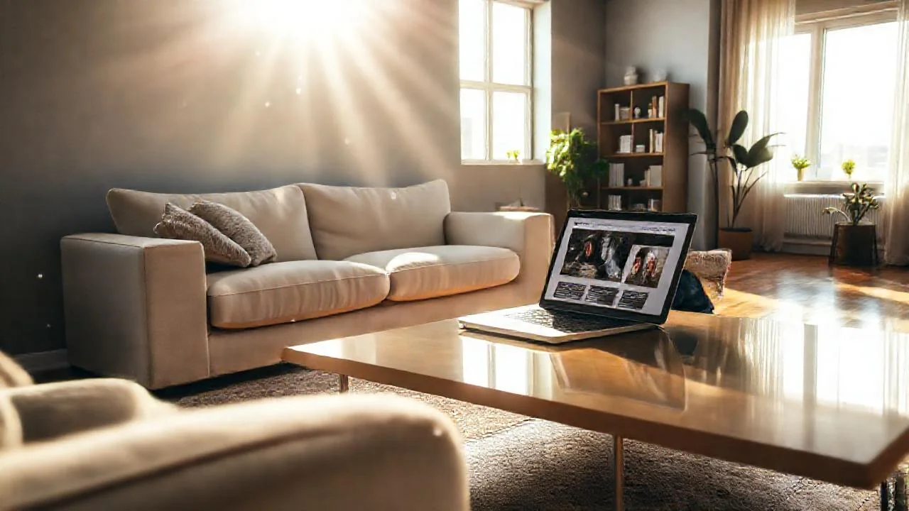 Luz cálida ilumina un hogar moderno