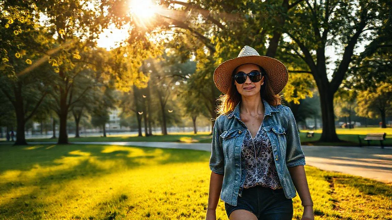 Sol suave en un parque sereno