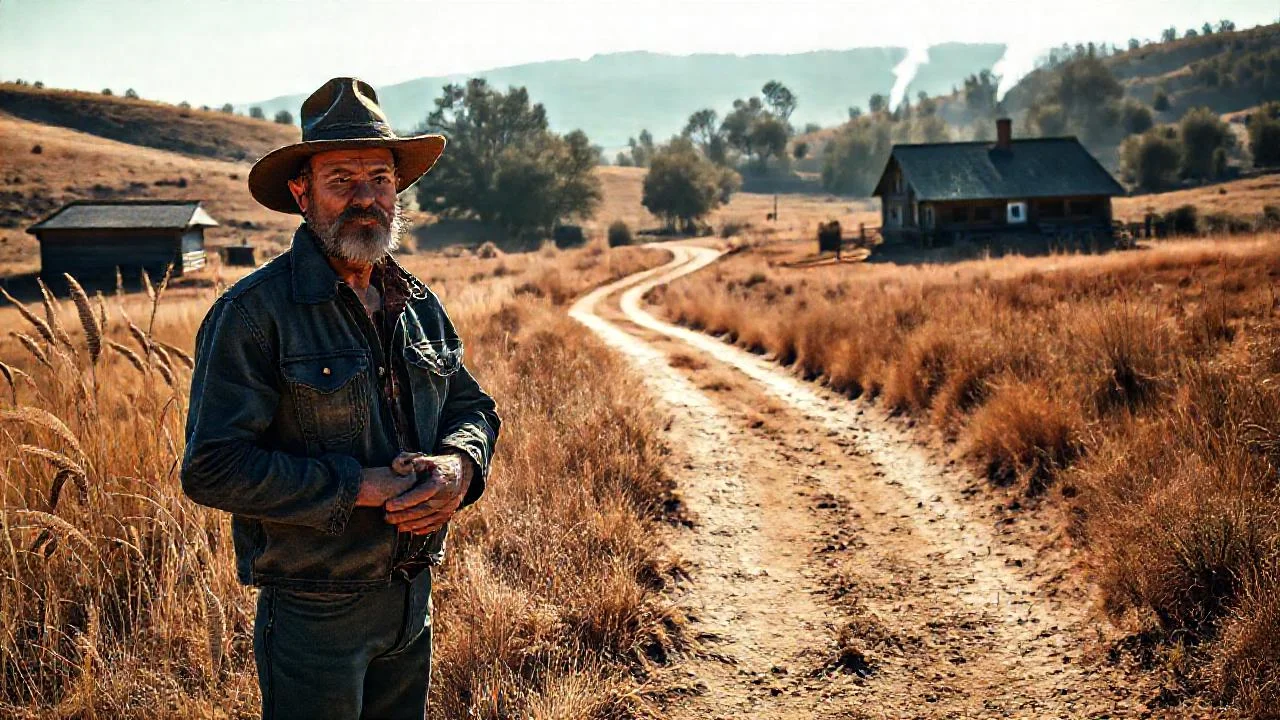 Un hombre solitario en el campo
