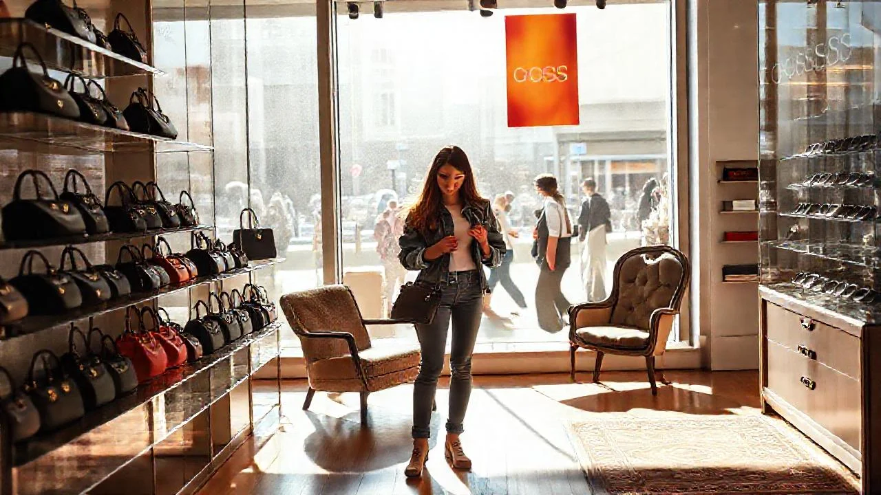 Guesses brillan en un escaparate moderno