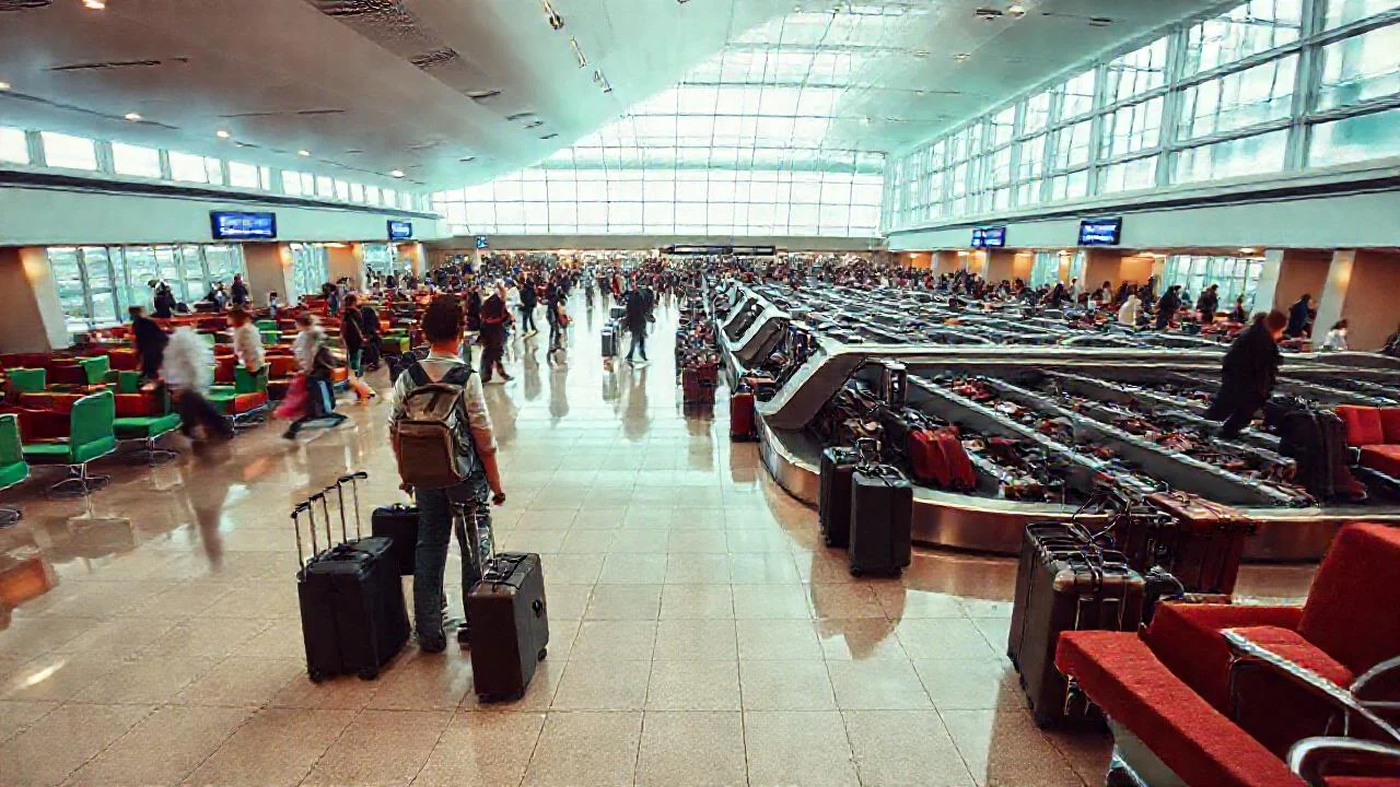 Aeropuerto vibrante y lleno de viajeros