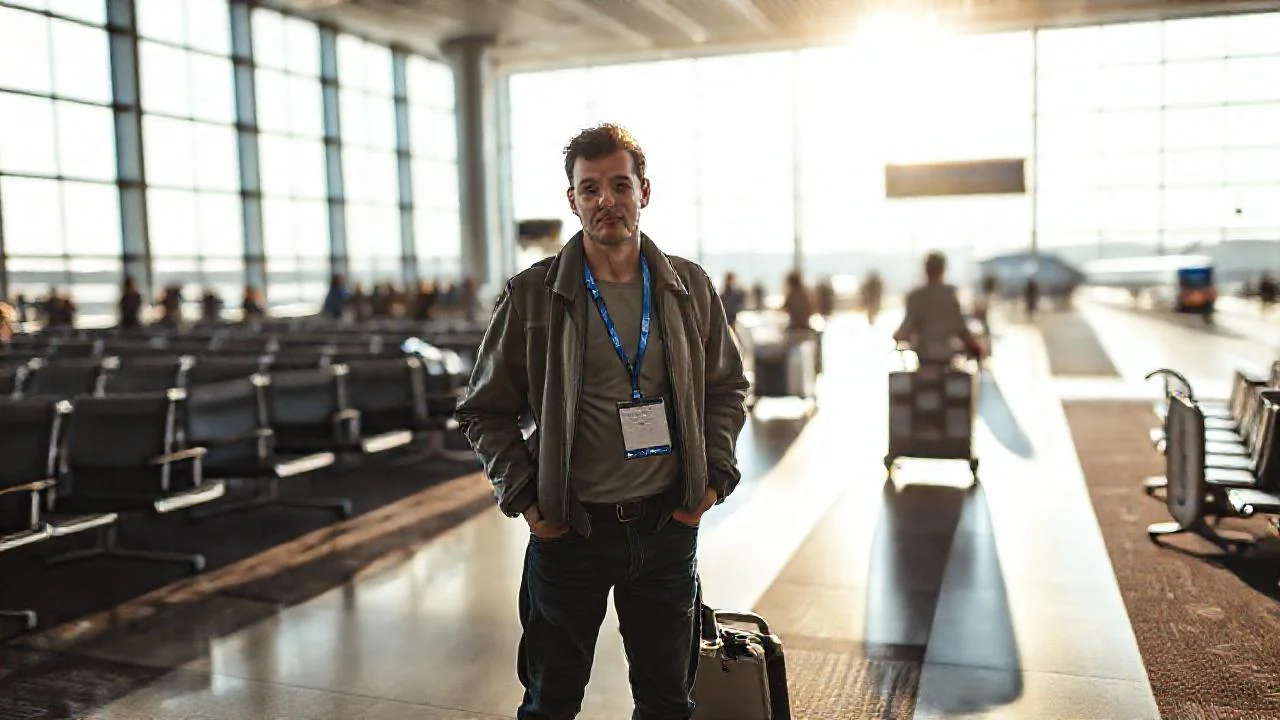 Un aeropuerto moderno, luminoso y ocupado