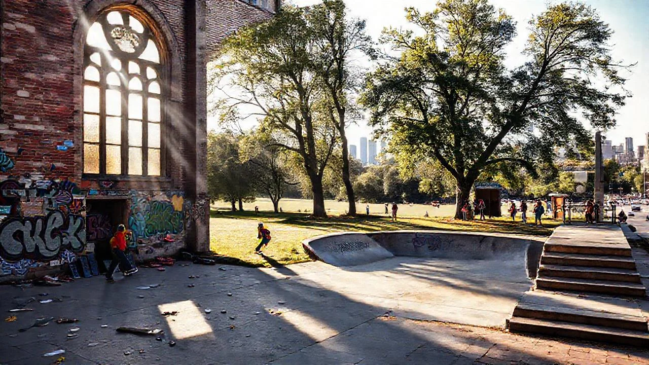 Una iglesia urbana combina historia y skate