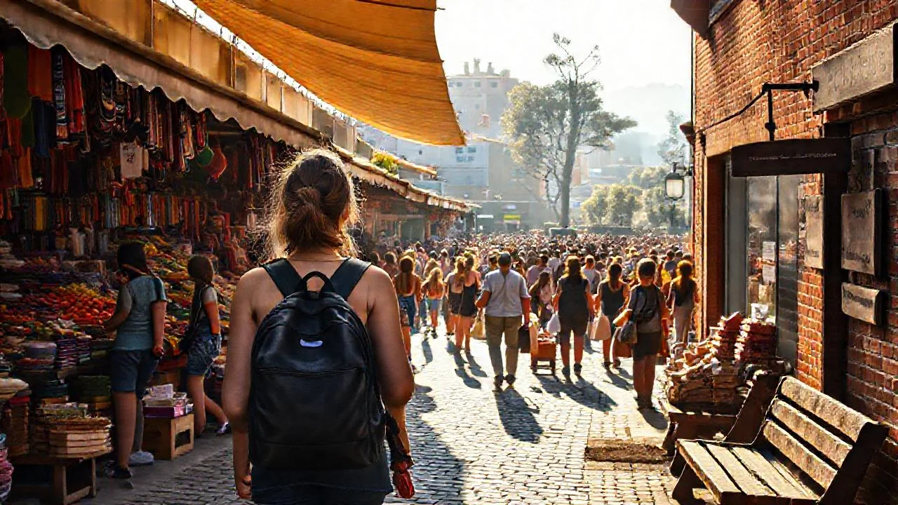 Mercado vibrante, luz y gente