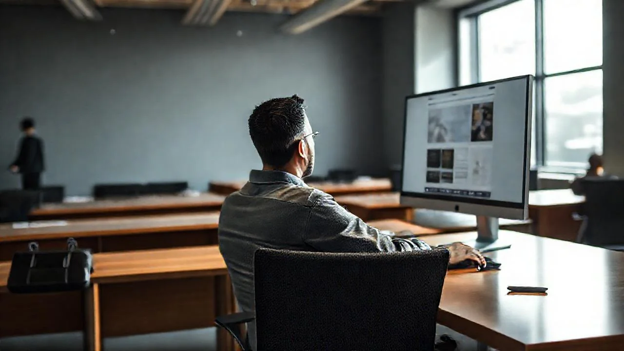 Oficina moderna, trabajo enfocado y tranquilo