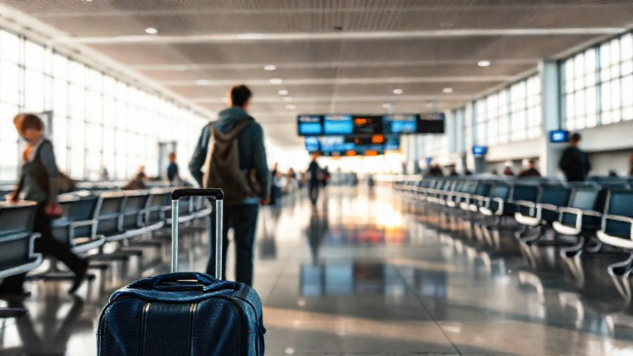 Aeropuerto: espacio amplio, viaje en movimiento