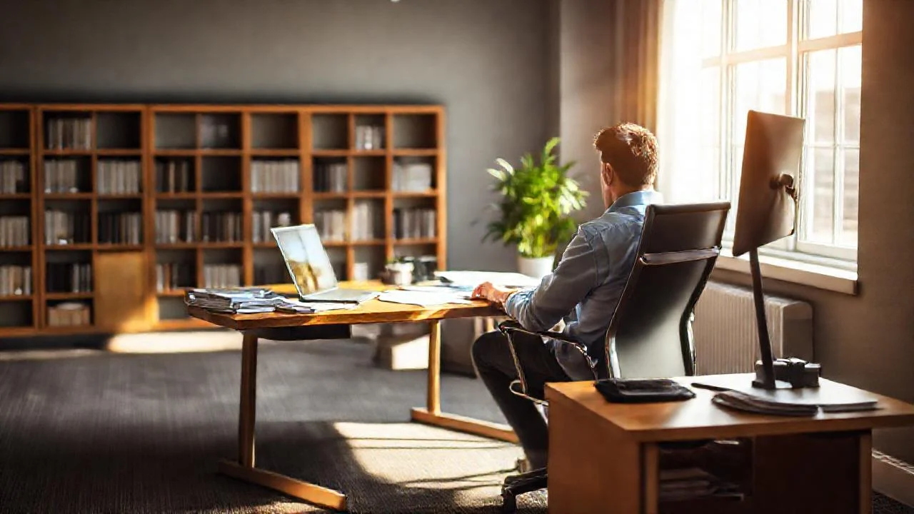 Luz natural ilumina un espacio de trabajo
