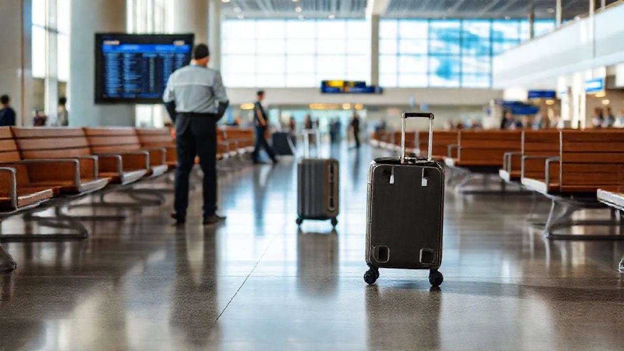 Aeropuerto moderno: calma y movimiento sutil