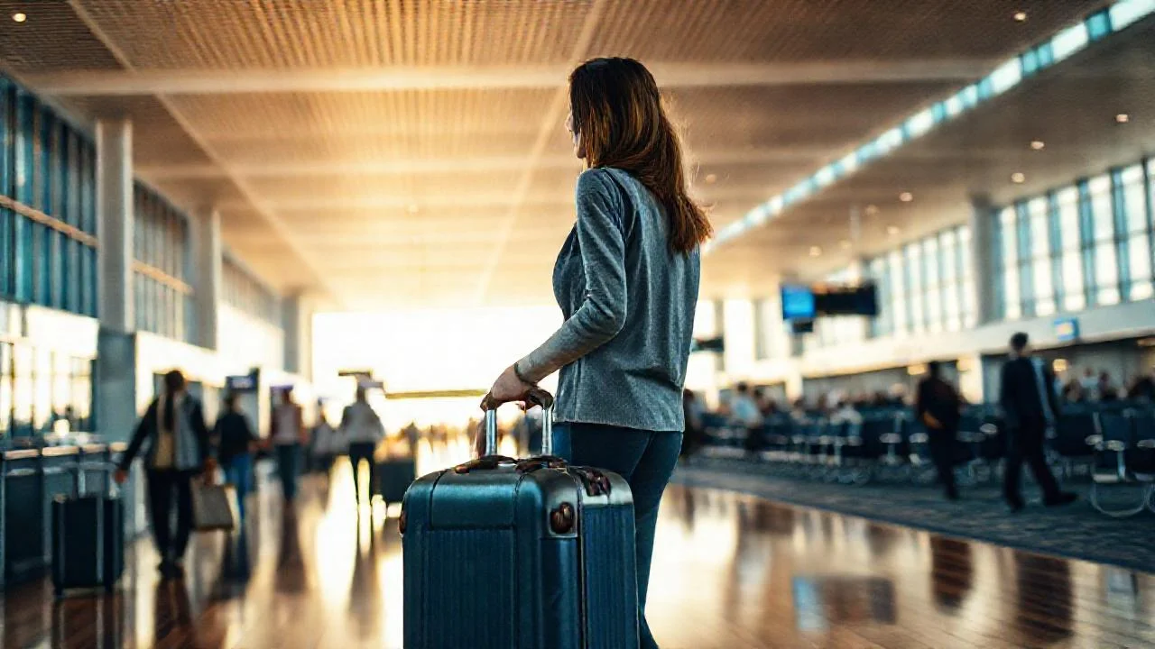 Aeropuerto: movimiento tranquilo y distante