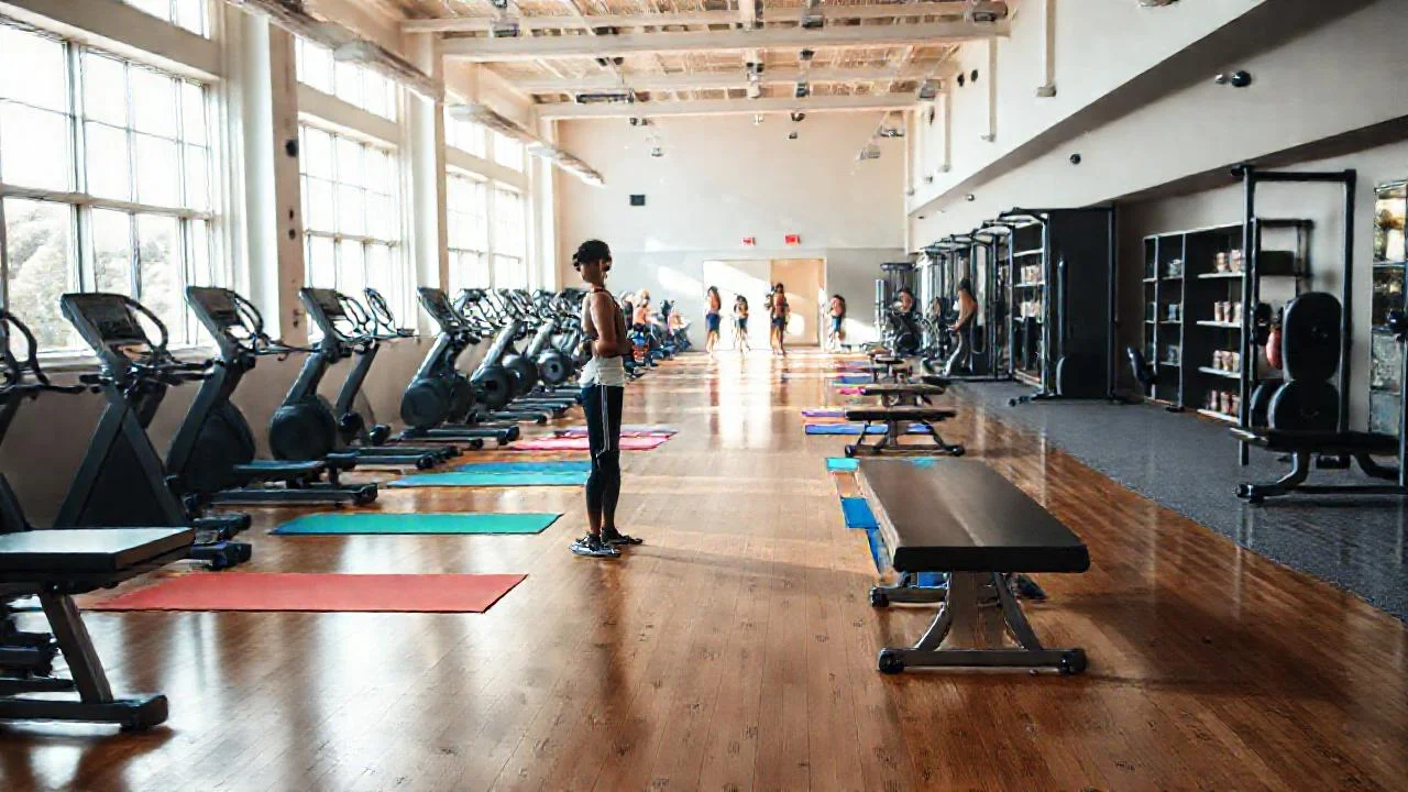 Gimnasio vibrante, actividad y luz natural