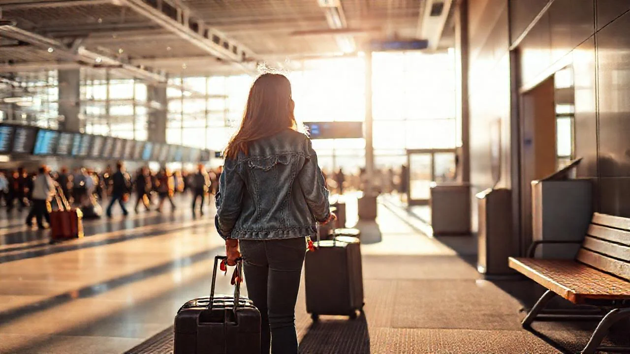 Viaje, luz y expectación en el aeropuerto