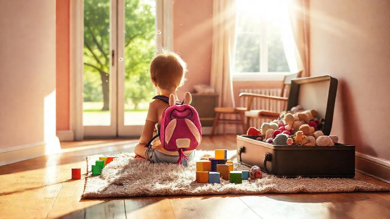 Un niño juega en un hogar cálido
