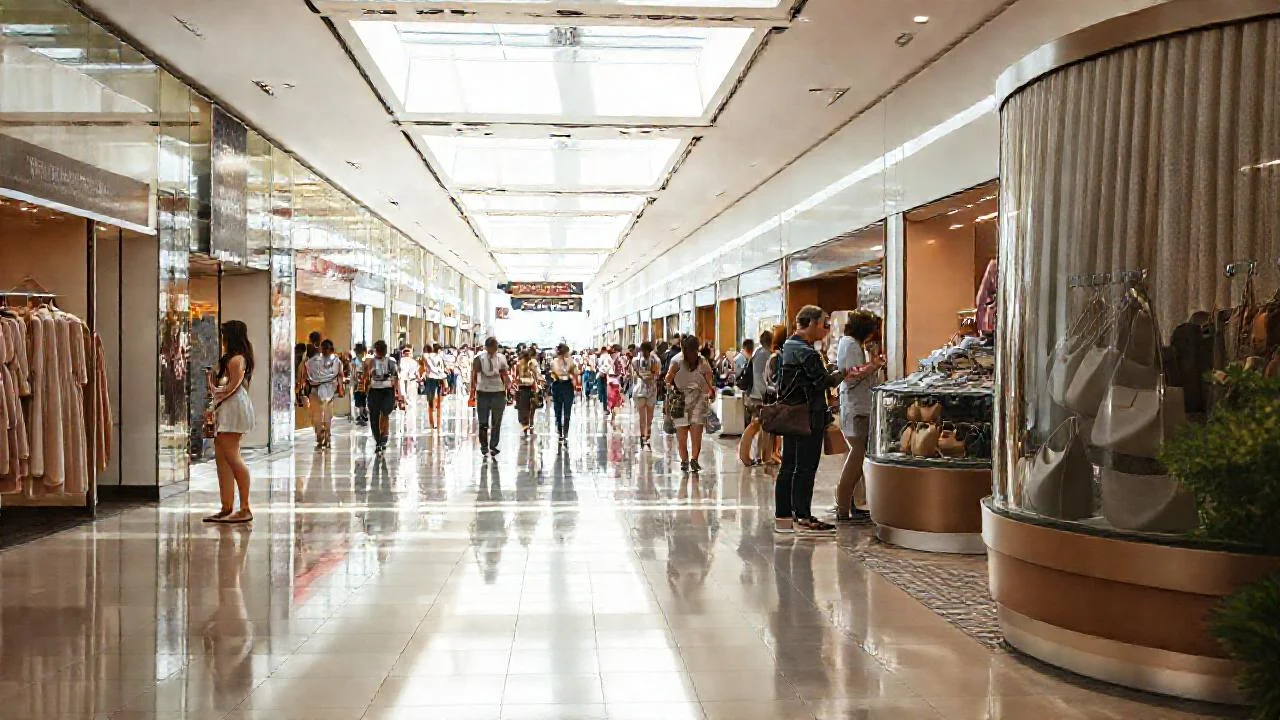 Un centro comercial vibrante y luminoso