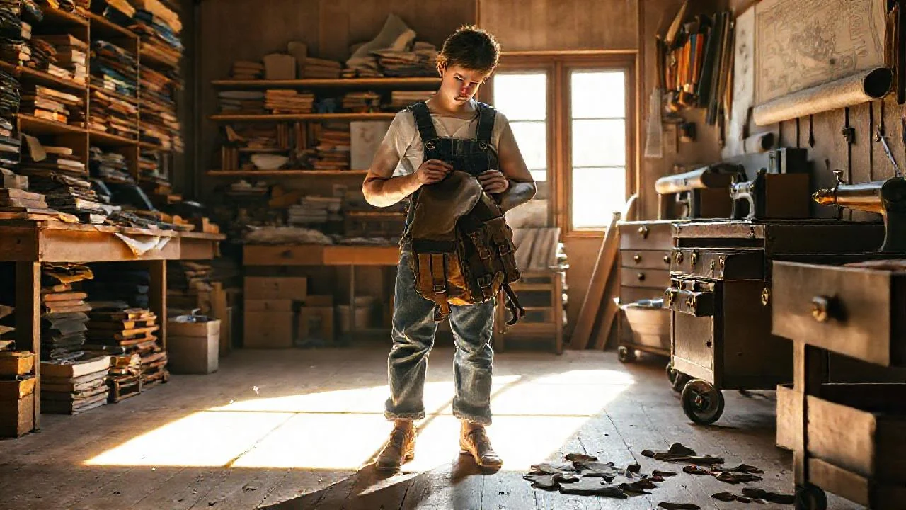 Un artesano trabaja en un taller iluminado