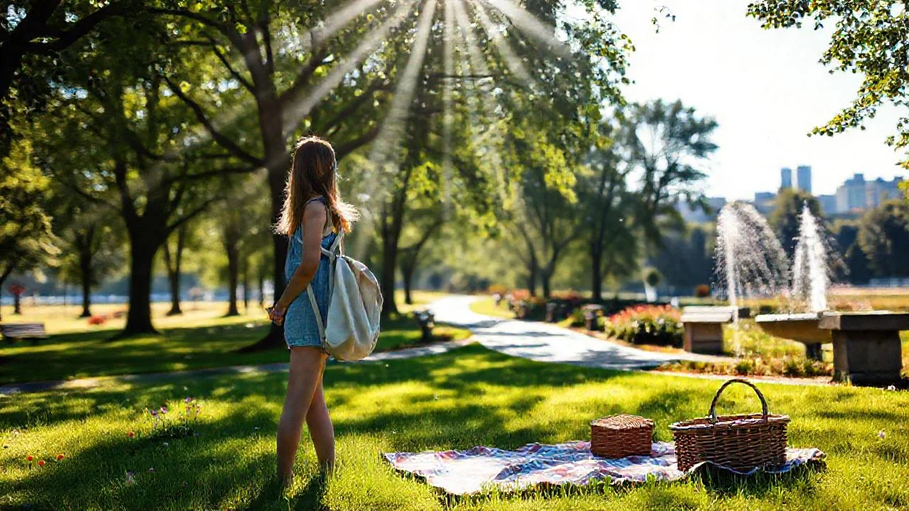 Una joven disfruta un tranquilo picnic