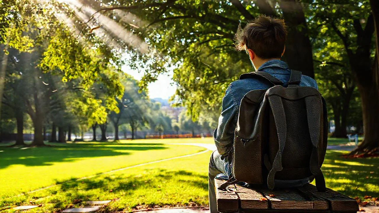 Un joven disfruta la paz del parque