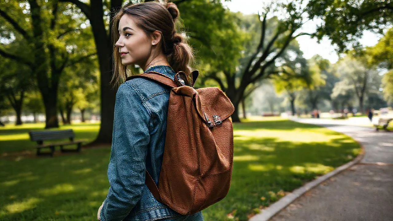 Una mujer disfruta la luz del parque