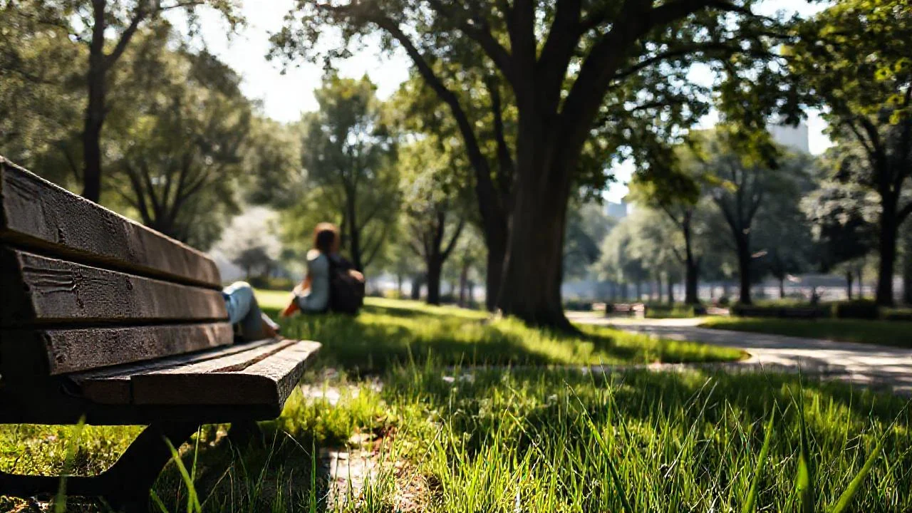 Tranquilidad urbana bajo sol filtrado