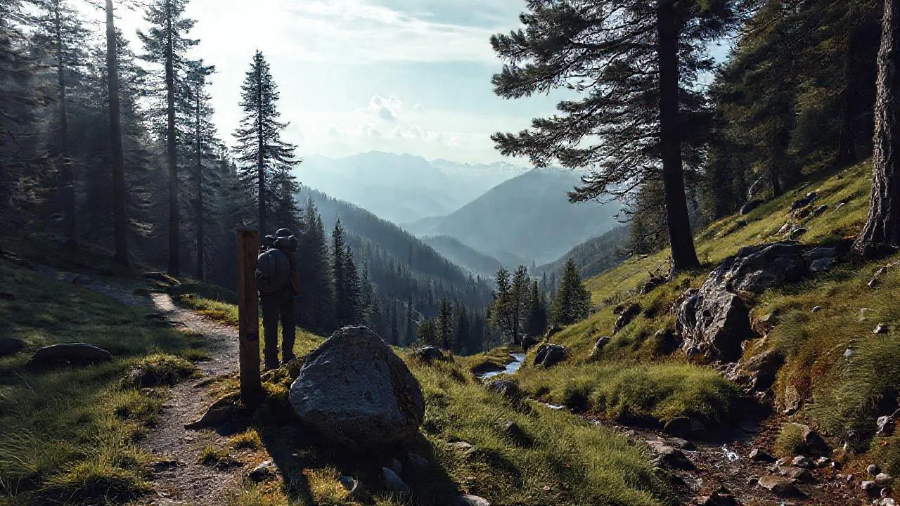 Un valle montañoso remoto y sereno