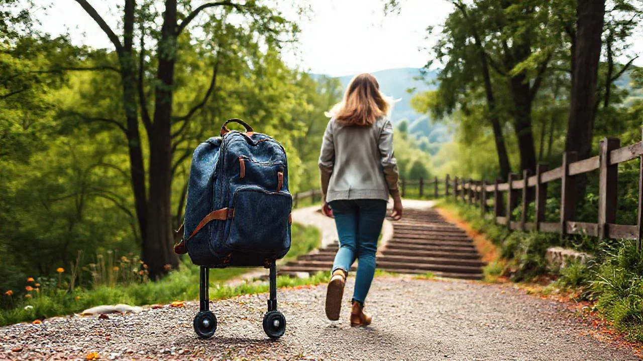 Mujer camina por un sendero natural