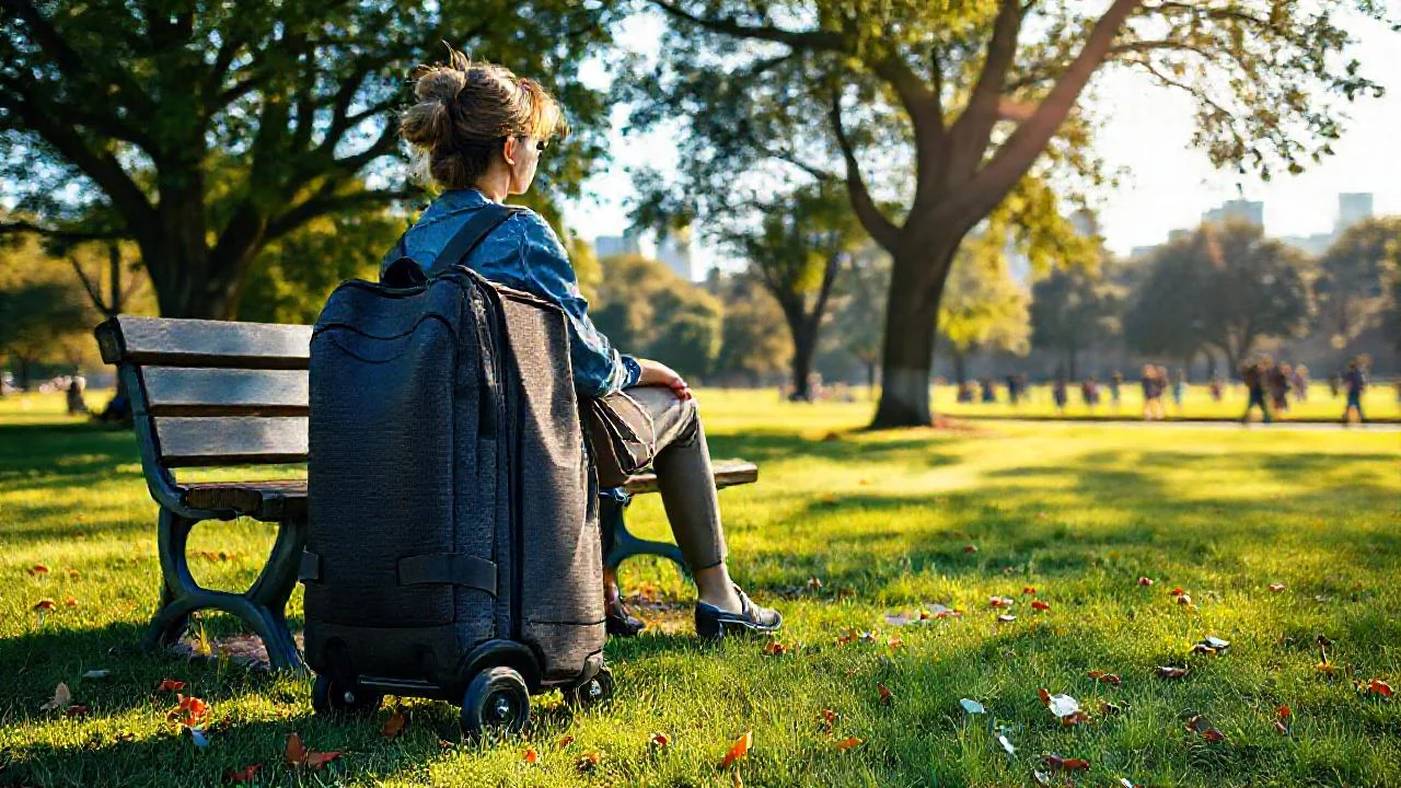 Mujer relajada en un parque urbano