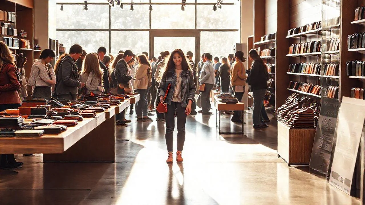 Luz cálida ilumina shoppers en tienda