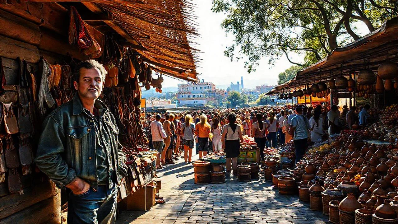 Mercado soleado, vida y color