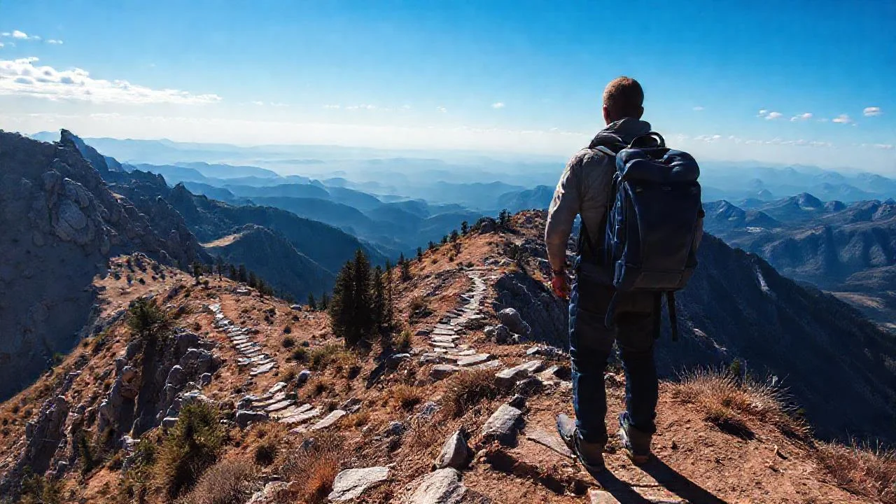 Montaña solitaria, paisaje vasto y austero