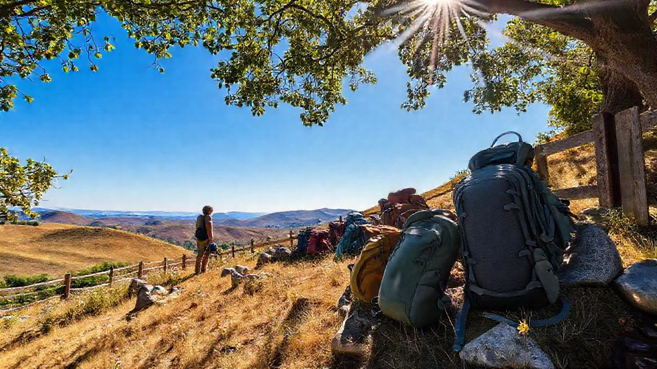Ropa, mochilas y naturaleza brillan