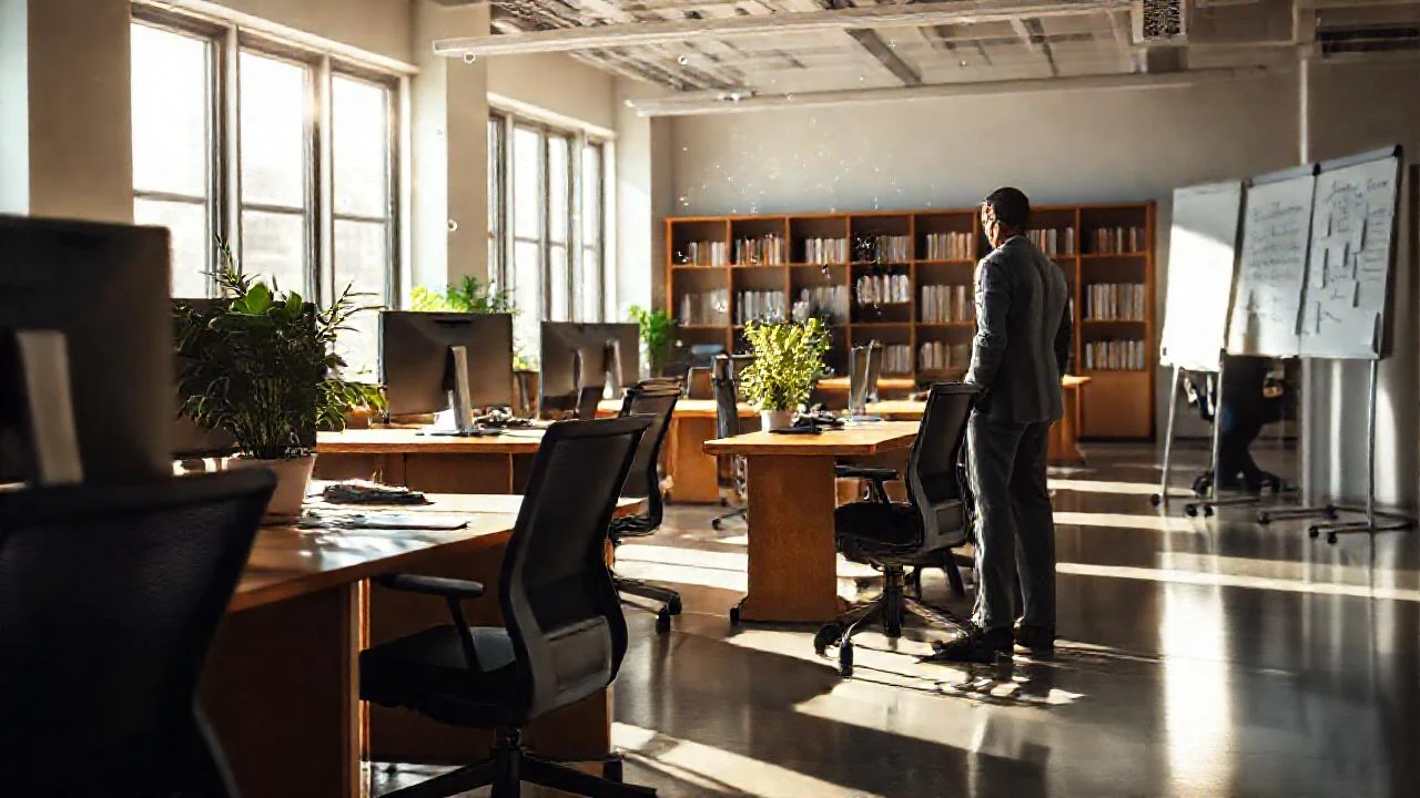 Oficina profesional, luz y orden