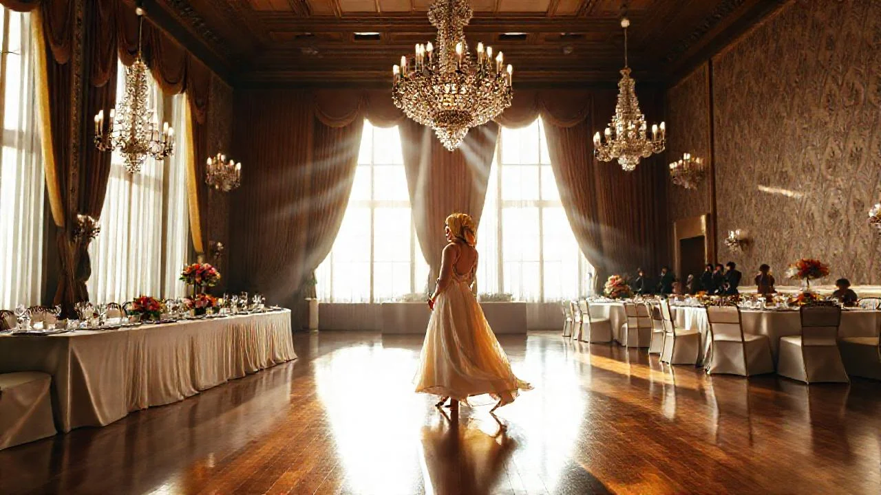 Un salón elegante celebra con luz cálida