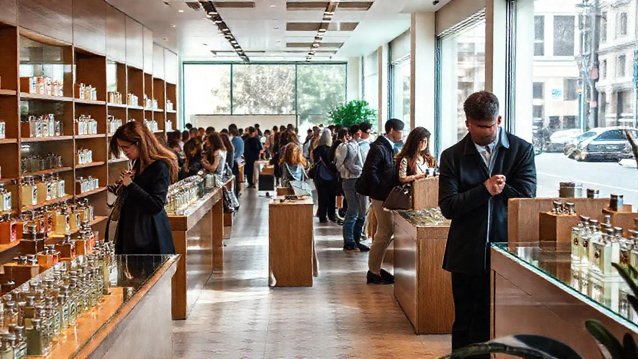 Una tienda de perfumes moderna y luminosa