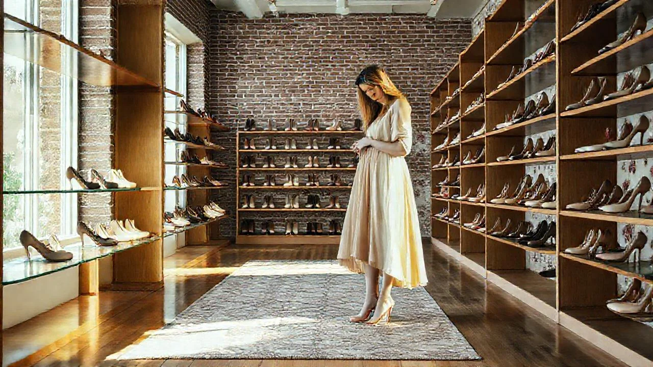 Luz suave exhibe zapatos en boutique