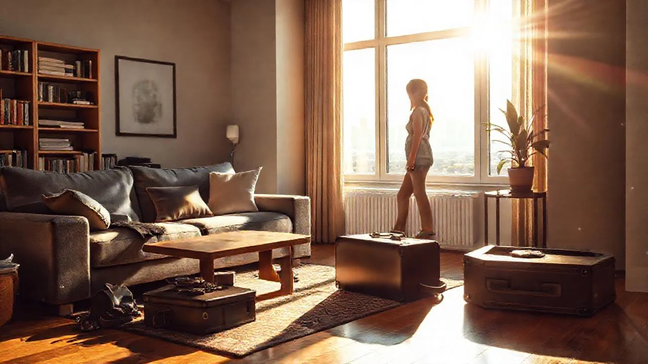 Luz suave ilumina un salón moderno